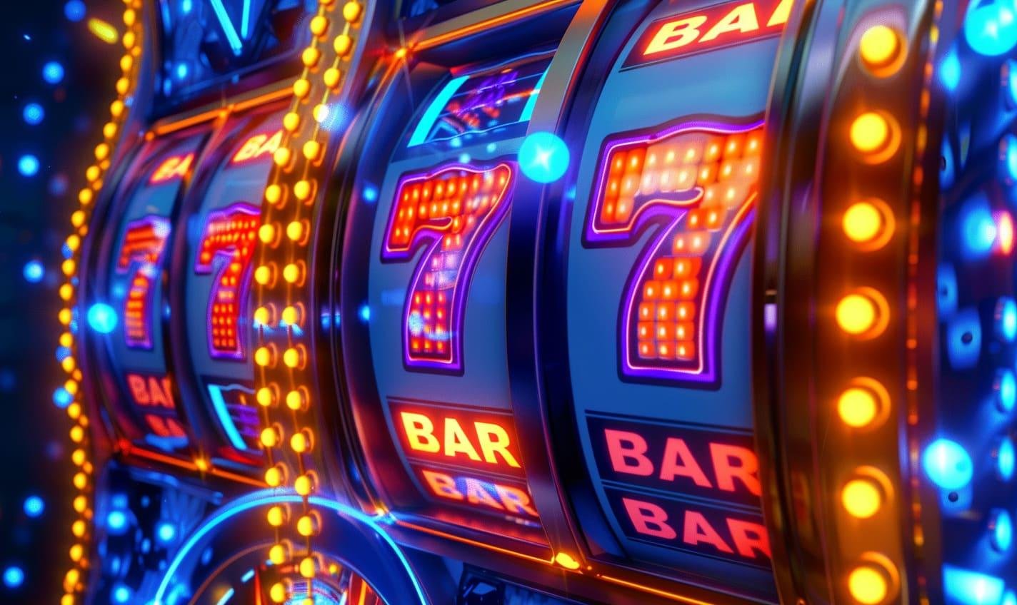 Panel kontrol permainan slot Red Tiger dengan tombol spin dan pengaturan taruhan